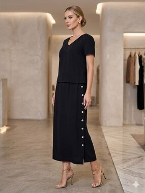 Jones New York Black Docking Midi Dress, 12